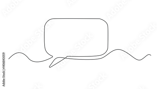 Continuous Line Drawing of Speech Bubble on White