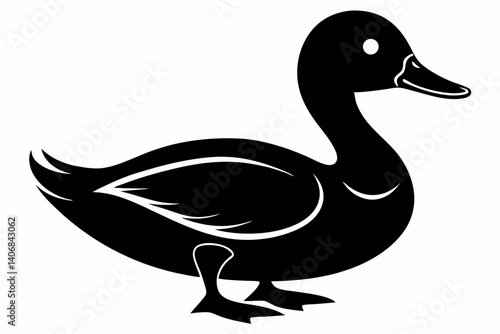 duck silhouette line art vector illustration