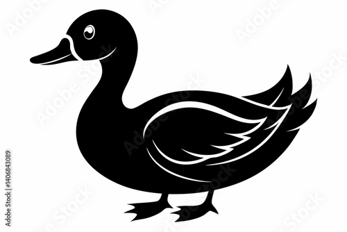 duck silhouette line art vector illustration