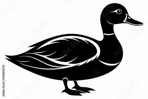 duck silhouette line art vector illustration