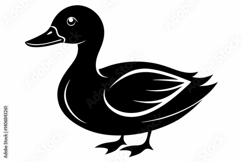 duck silhouette line art vector illustration