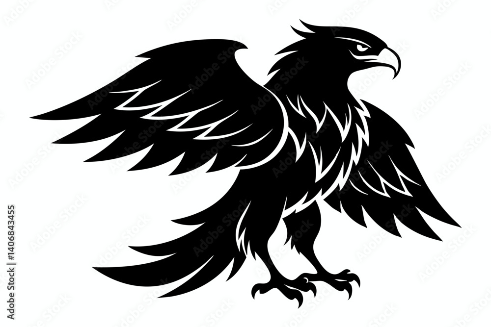 Fototapeta premium eagle silhouette line art vector illustration