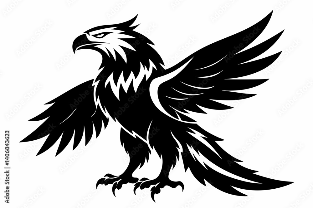 Fototapeta premium eagle silhouette line art vector illustration