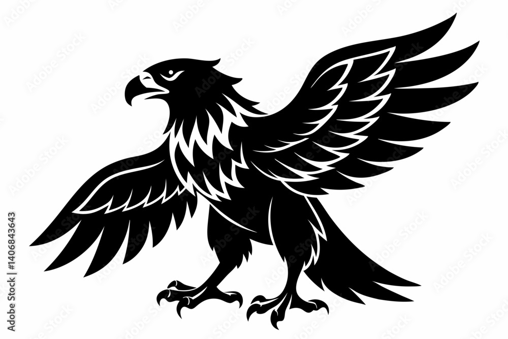 Fototapeta premium eagle silhouette line art vector illustration