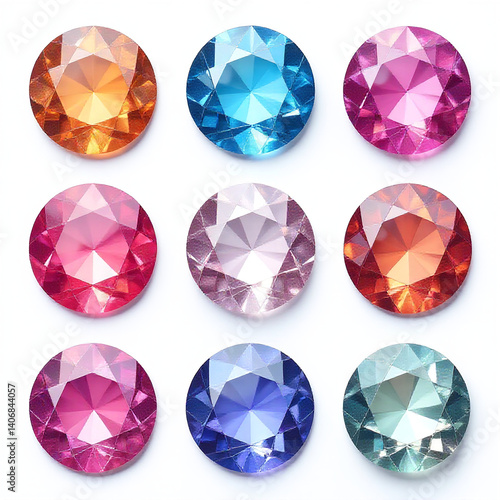 Colorful jewel stickers, round glossy crystals, craft accessory decoration design