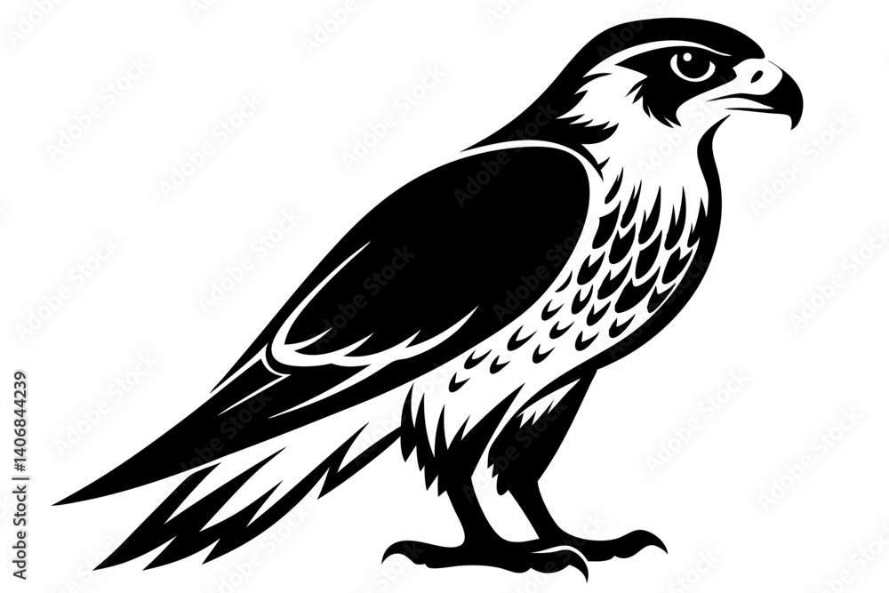 Fototapeta premium falcon silhouette line art vector illustration