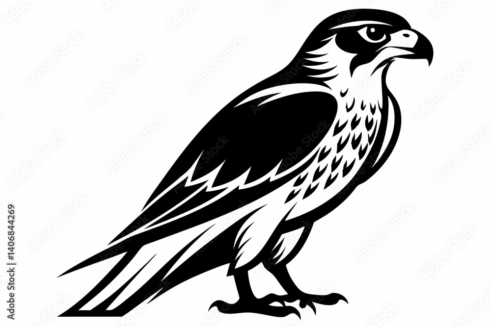 Fototapeta premium falcon silhouette line art vector illustration