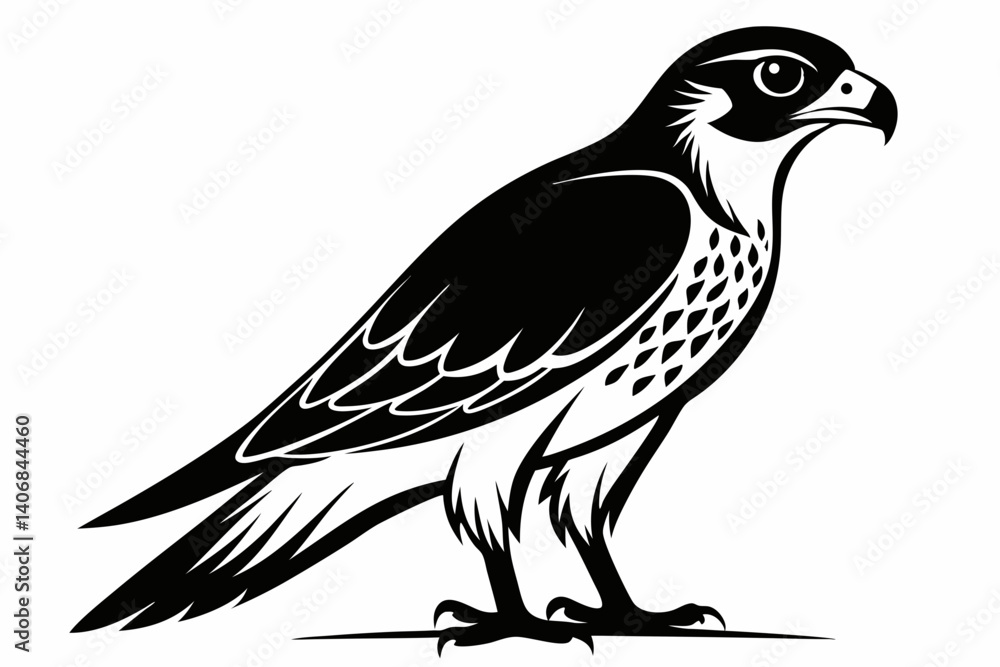 Fototapeta premium falcon silhouette line art vector illustration