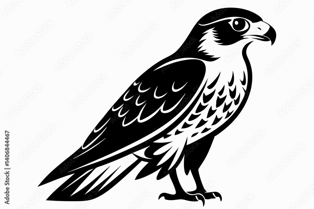 Obraz premium falcon silhouette line art vector illustration