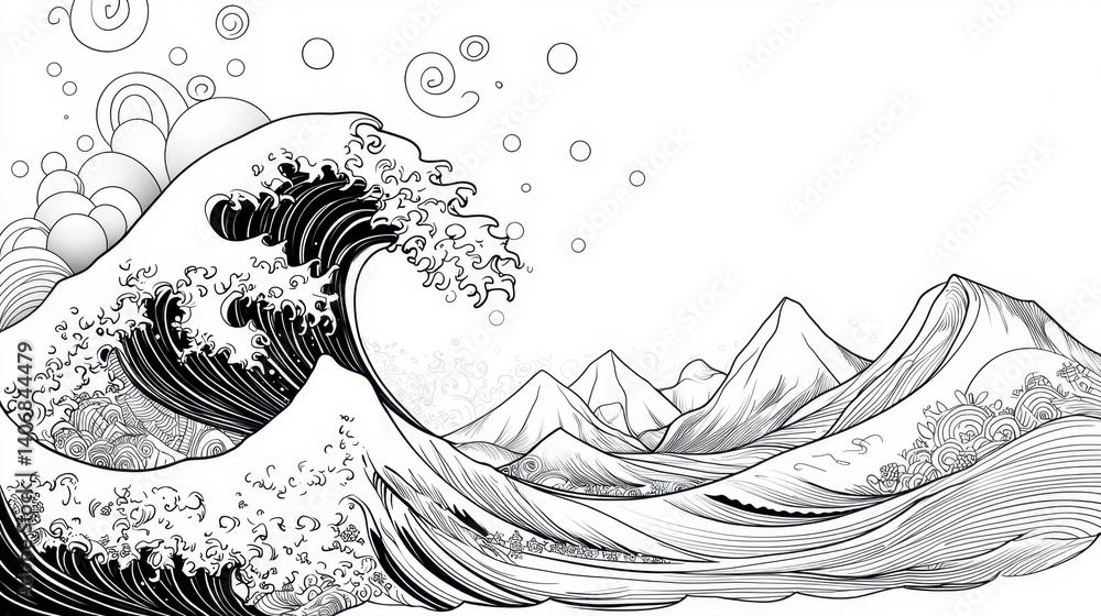 Fototapeta premium Elegant Black And White Wave Design