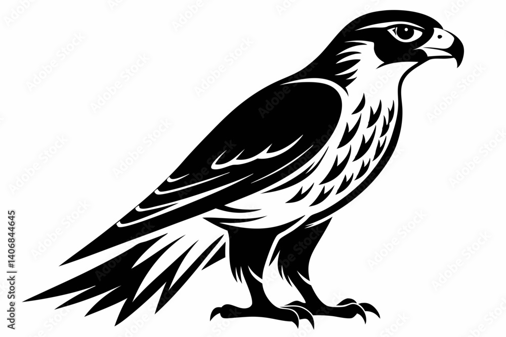 Fototapeta premium falcon silhouette line art vector illustration