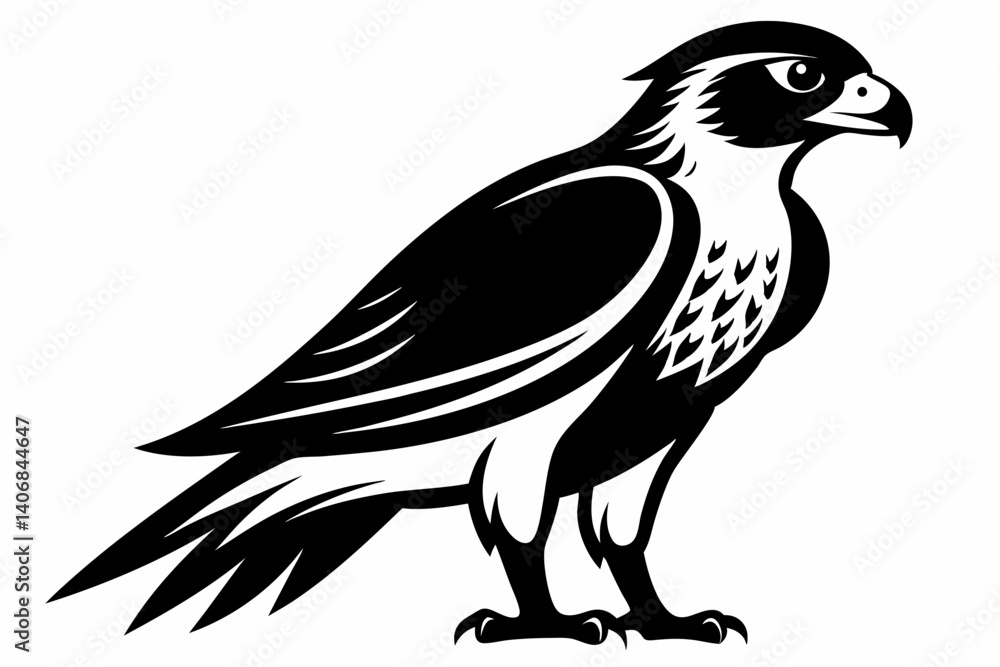 Fototapeta premium falcon silhouette line art vector illustration