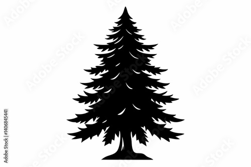 fir tree silhouette line art vector illustration