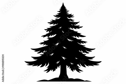 fir tree silhouette line art vector illustration