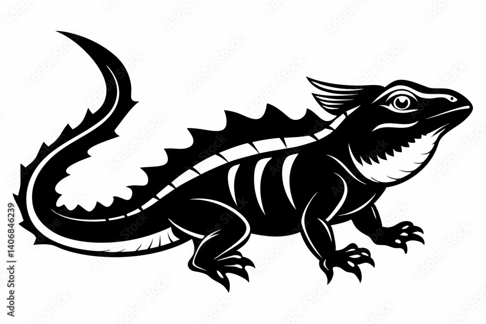 Obraz premium frilled lizard silhouette line art vector illustration