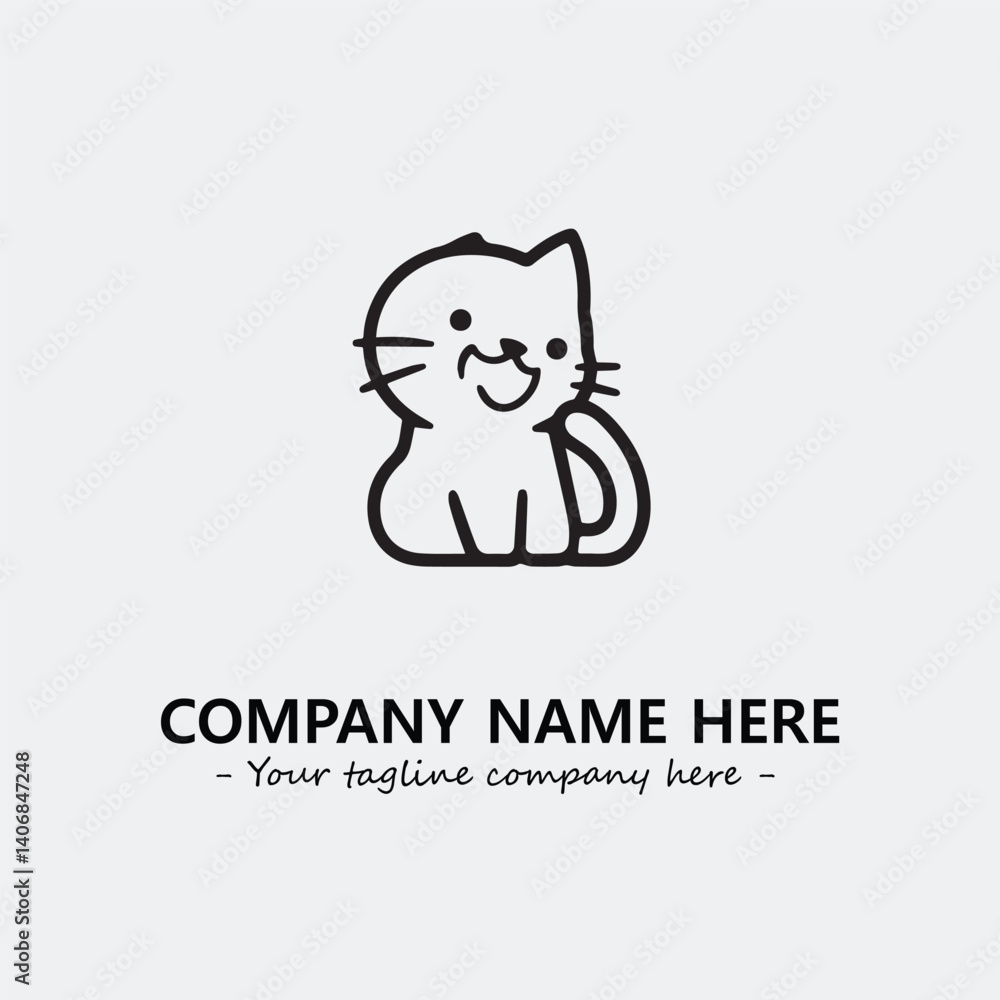Cat illustration black and white for logo company vector image Cat illustration black and white for logo company vector image