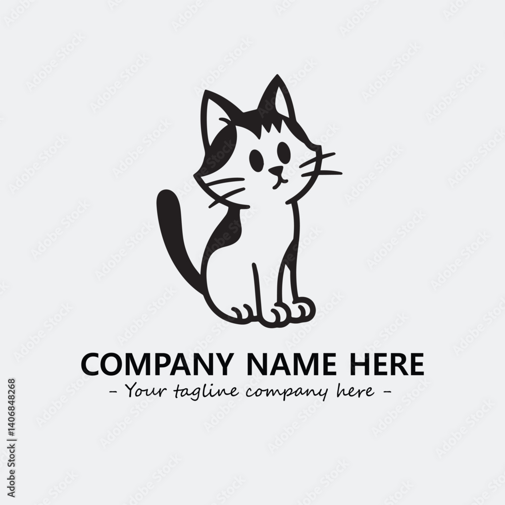 Cat illustration black and white for logo company vector image Cat illustration black and white for logo company vector image