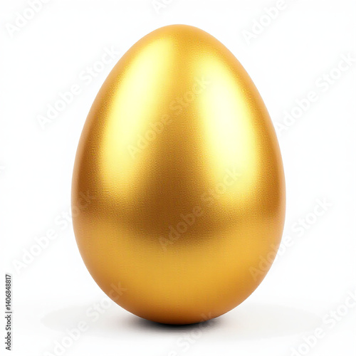 Metallic gold Easter egg, transparent isolated background, festive seasonal cutout