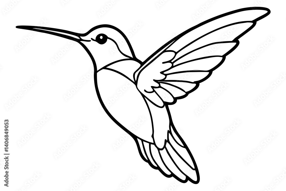 Obraz premium hummingbird silhouette line art vector illustration