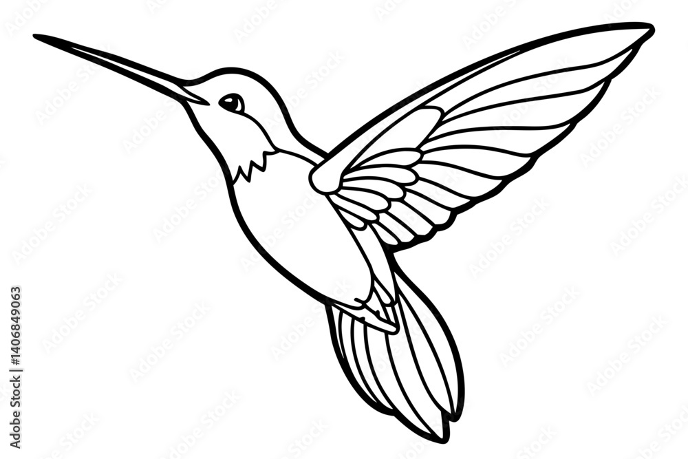 Obraz premium hummingbird silhouette line art vector illustration