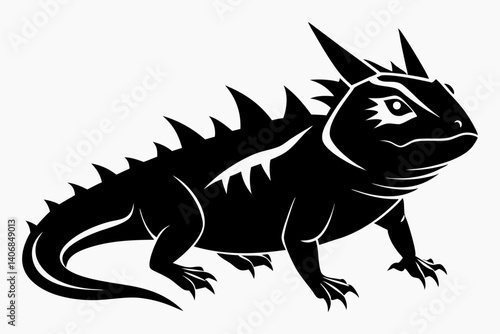 horned lizard silhouette line art vector illustration