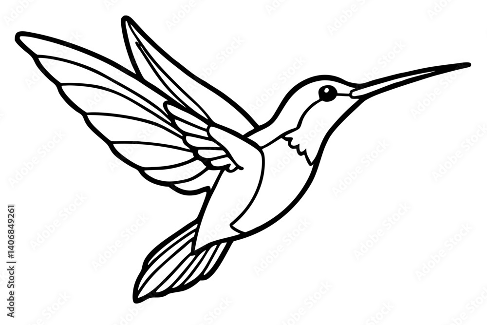 Obraz premium hummingbird silhouette line art vector illustration