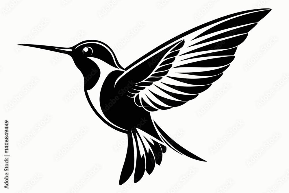 Obraz premium hummingbird silhouette line art vector illustration