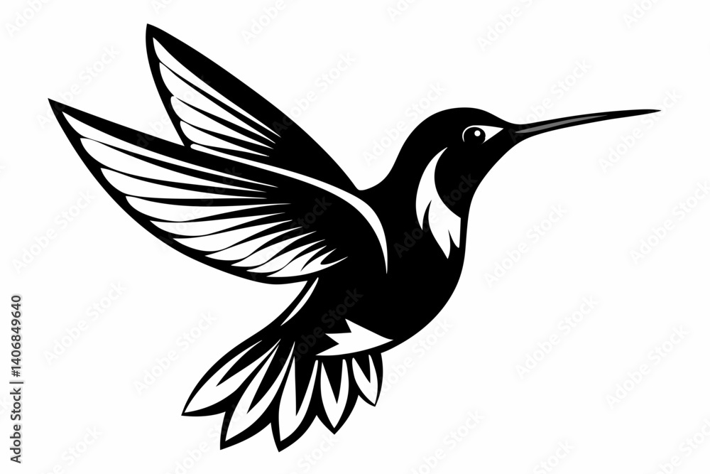 Fototapeta premium hummingbird silhouette line art vector illustration