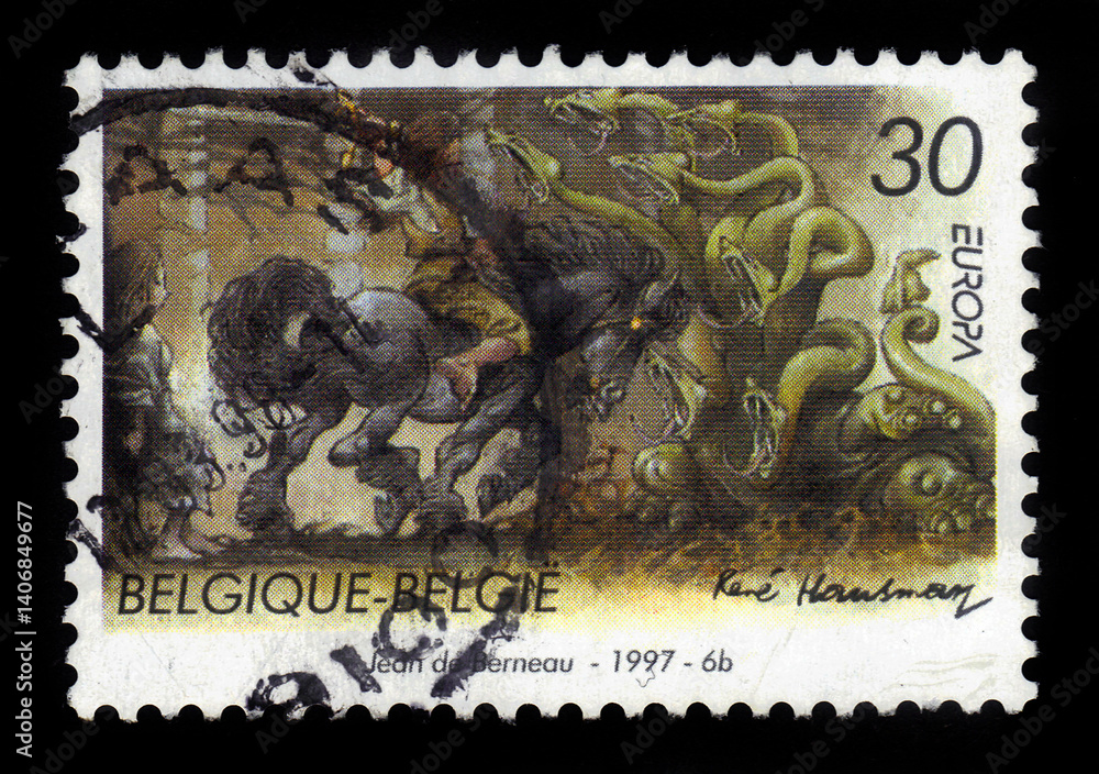 legend of swineherd Jean de Berneau and dragon