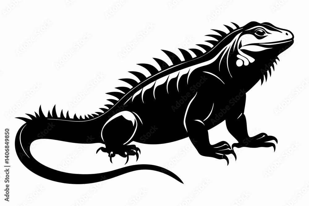 Naklejka premium iguana silhouette line art vector illustration