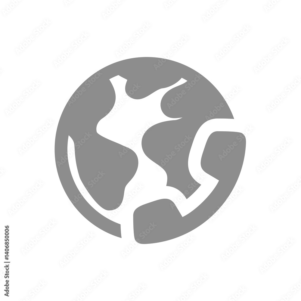 Global communication with planet earth and phone. International call and communications vector icon. Global communication with planet earth and phone. International call and communications vector icon.