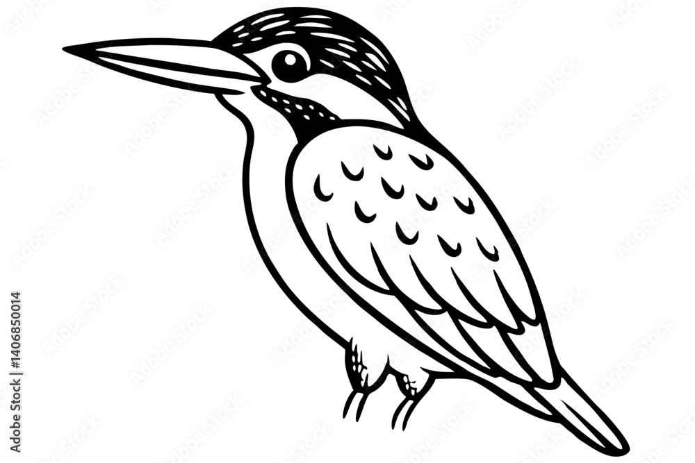 Fototapeta premium kingfisher silhouette line art vector illustration