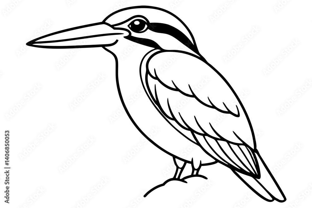 Fototapeta premium kingfisher silhouette line art vector illustration