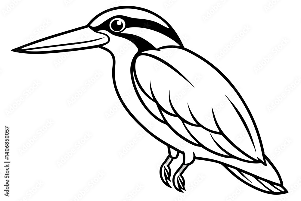 Fototapeta premium kingfisher silhouette line art vector illustration