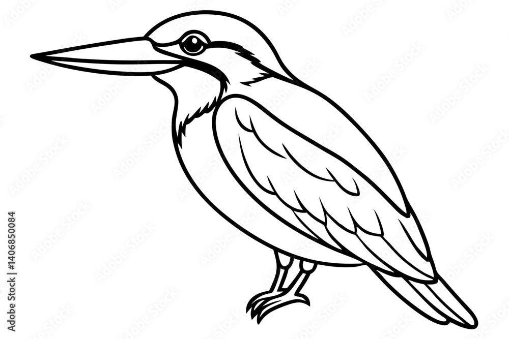 Fototapeta premium kingfisher silhouette line art vector illustration