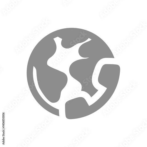 Global communication with planet earth and phone. International call and communications vector icon.