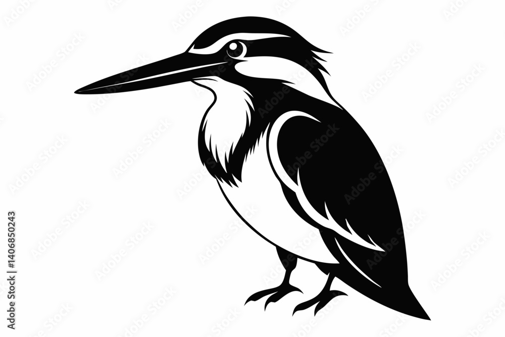 Fototapeta premium kingfisher silhouette line art vector illustration