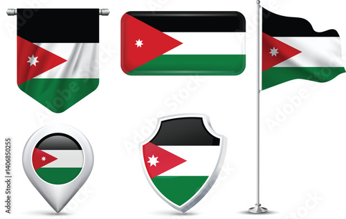 Free Download Set of Jordan Flags in Different Shapes and Styles - GFXLoad