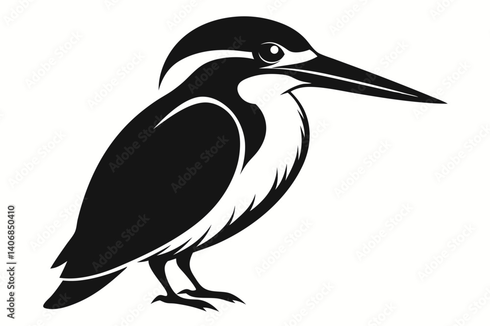 Fototapeta premium kingfisher silhouette line art vector illustration