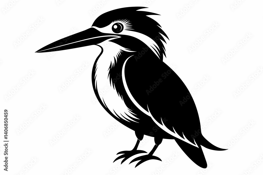 Fototapeta premium kingfisher silhouette line art vector illustration