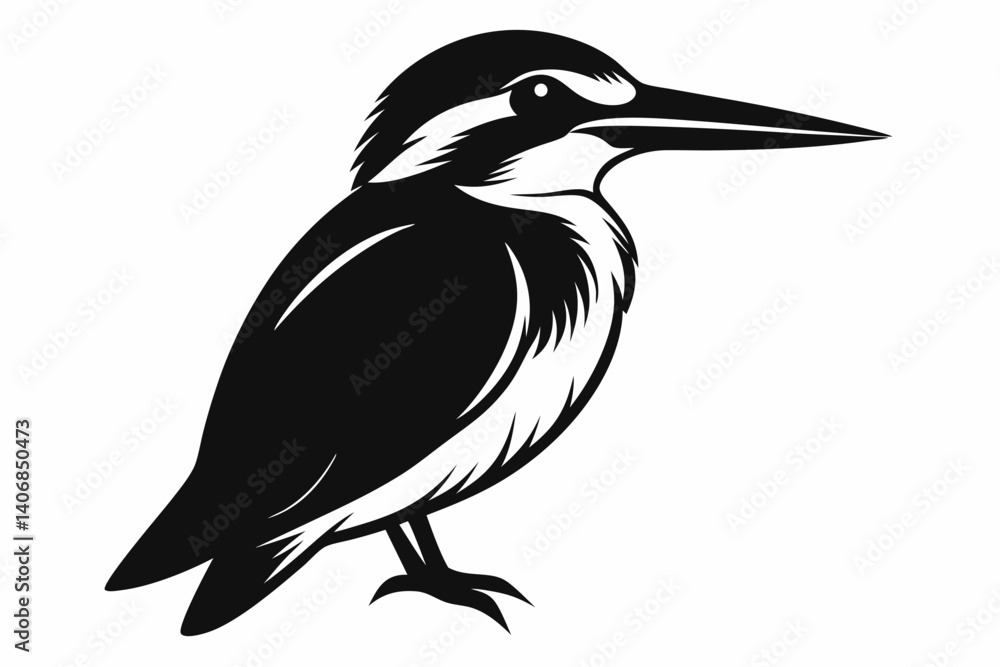 Obraz premium kingfisher silhouette line art vector illustration