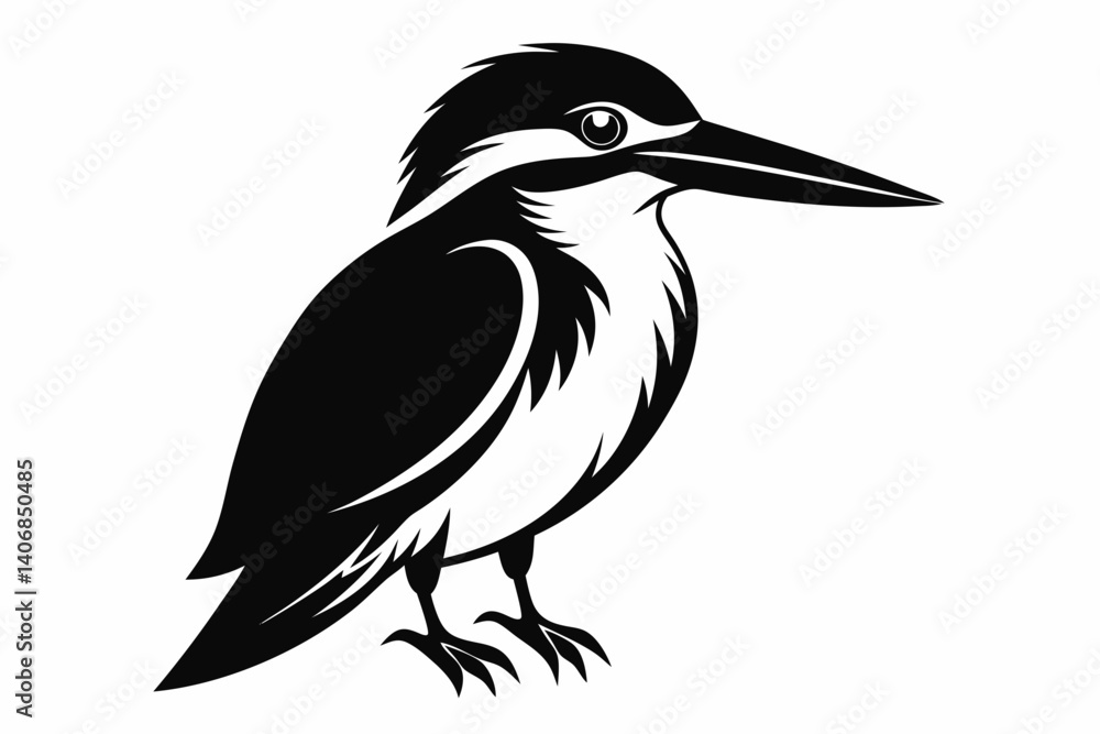 Fototapeta premium kingfisher silhouette line art vector illustration