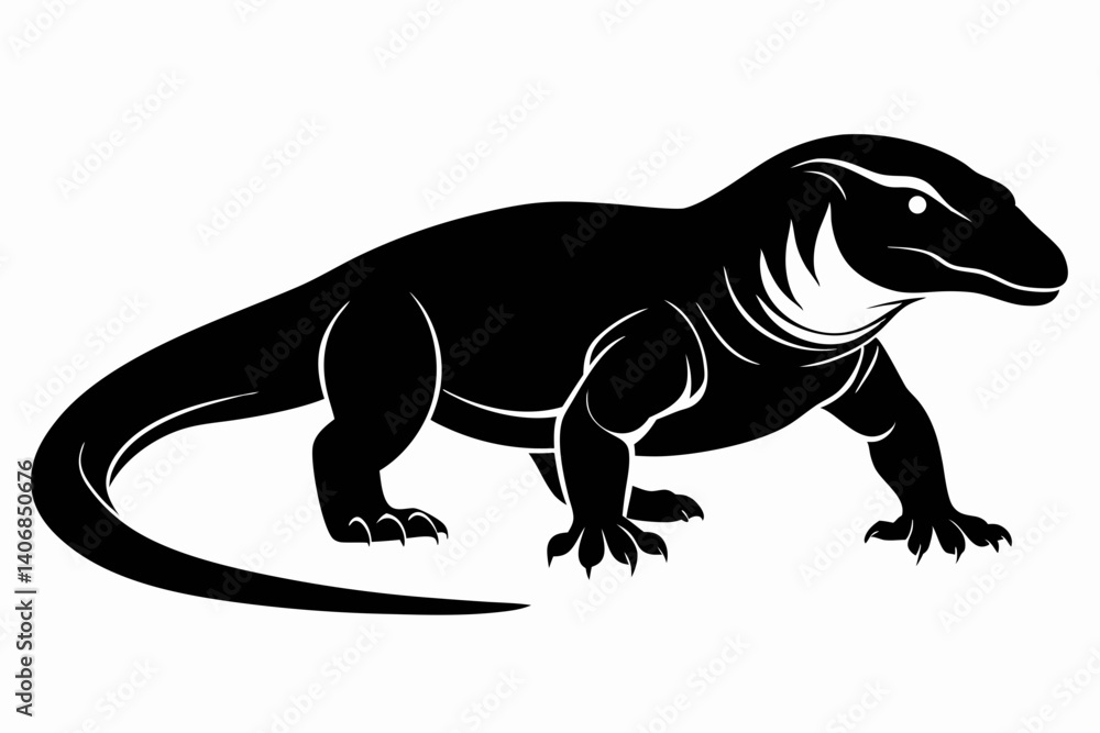 Fototapeta premium komodo dragon silhouette line art vector illustration