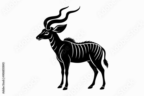 kudu silhouette line art vector illustration