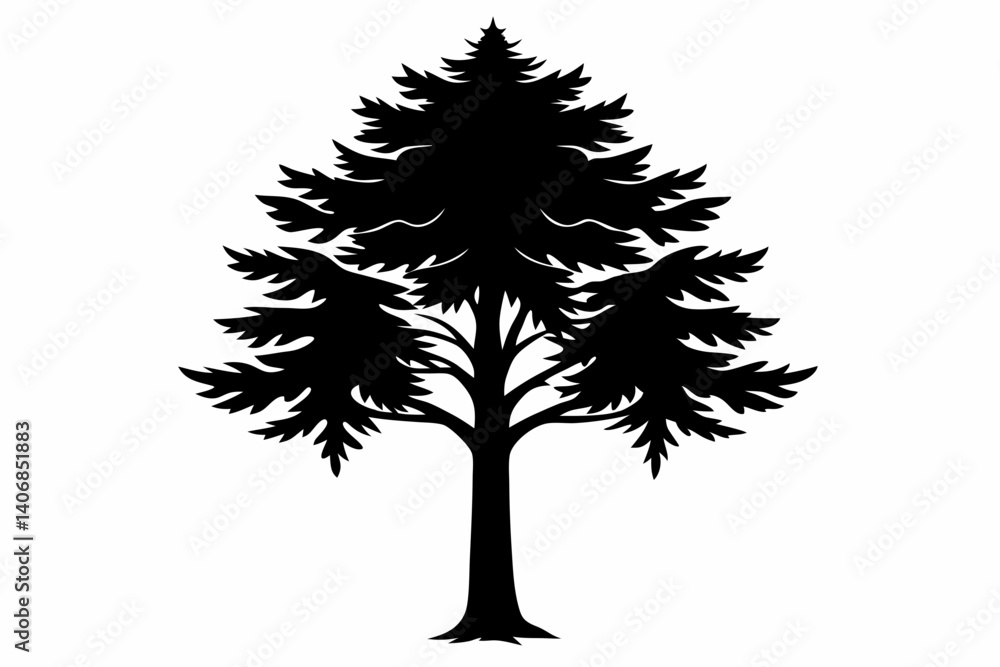 Fototapeta premium larch tree silhouette line art vector illustration