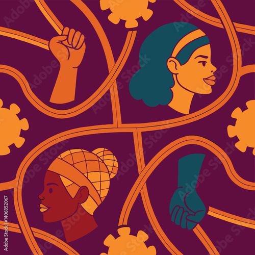 This seamless pattern embodies the essence of social issues with fine detailing, making it ideal for digital or print backgrounds.