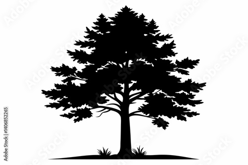 larch tree silhouette line art vector illustration