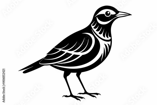 lark silhouette line art vector illustration