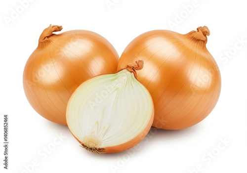 Wallpaper Mural Two whole onions and one half onion isolated on a white background in a studio shot view Torontodigital.ca