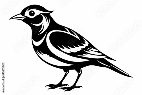 lark silhouette line art vector illustration